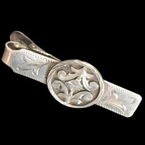 Vintage Mexico Sterling Engraved Tie Bar